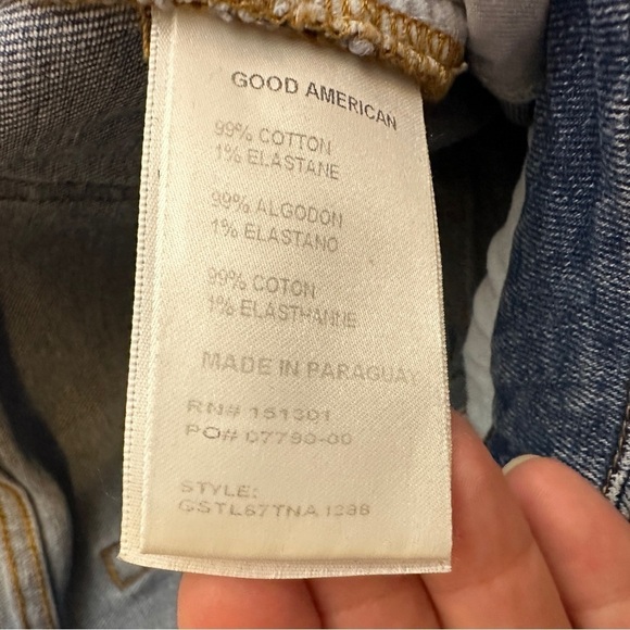 Good American Good Legs Straight Jeans with Raw Hem 10/30 - Picture 4 of 6